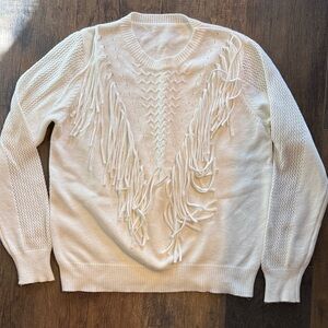 Elegant Cream Fringe Sweater